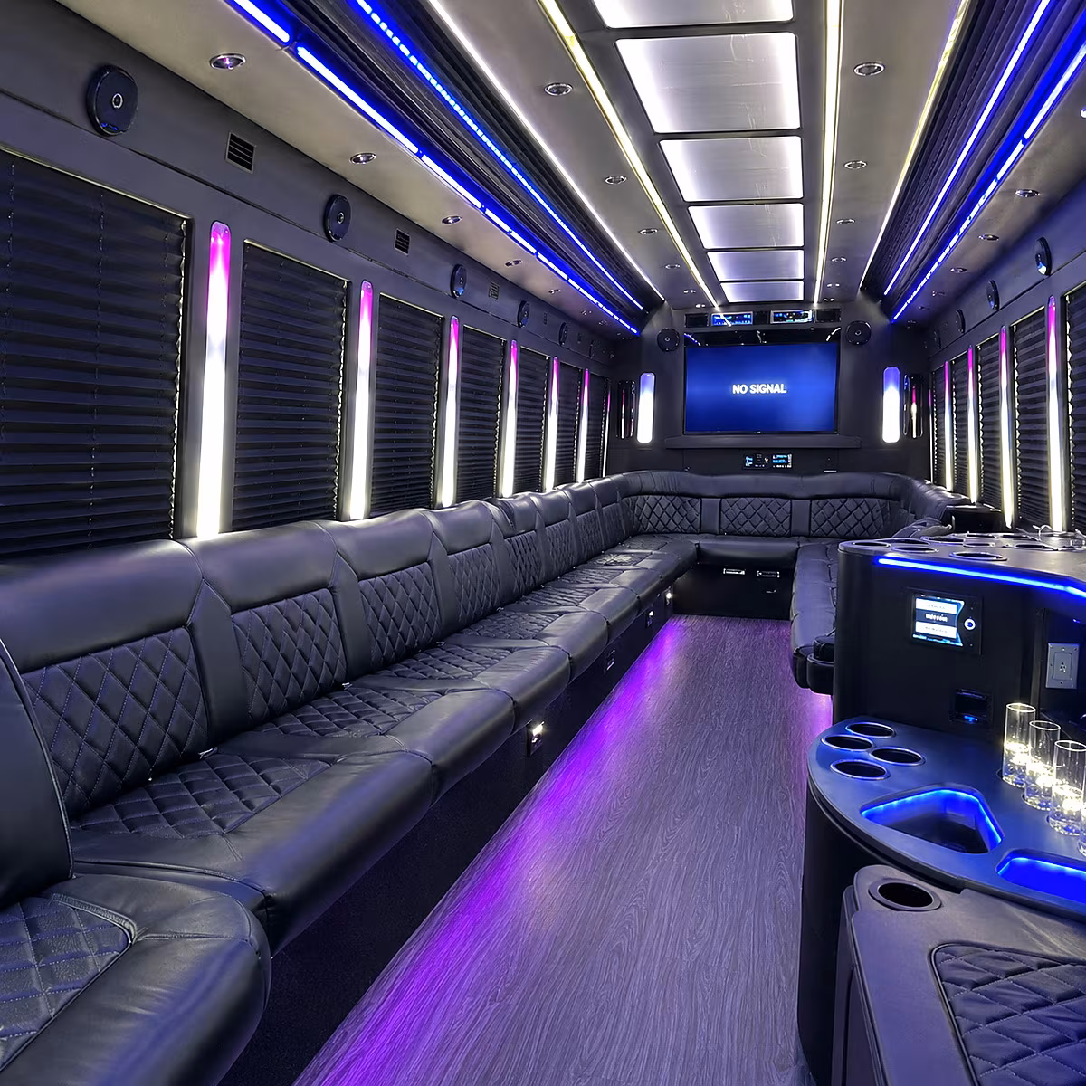 Spokane Wedding Transportation party bus interior