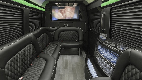 Interior of Charter Bus Company Pasco's 14 Passenger Sprinter Limousine in Pasco