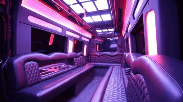 Interior of Charter Bus Company Kennewick's 15 Passenger Party Bus in Kennewick