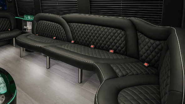 Interior of Charter Bus Company Missoula's 18 Passenger Party Bus in Missoula