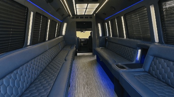 Interior of Charter Bus Company Redmond's 25 Passenger Party Bus in Redmond