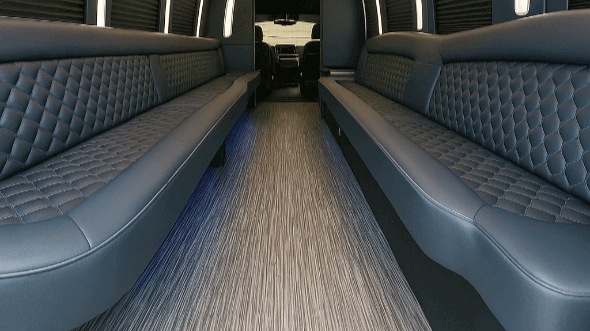 Interior of Charter Bus Company Spokane Valley's 25 Passenger Party Bus in Spokane Valley