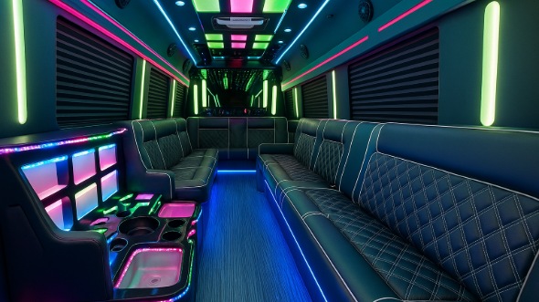 Interior of Spokane Party Bus Company's 25 Passenger Party Bus in Spokane