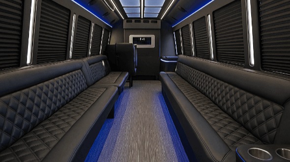 Interior of Charter Bus Company Redmond's 40 Passenger Party Bus in Redmond