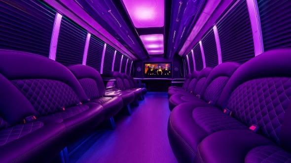 Interior of Charter Bus Company Sammamish's 40 Passenger Party Bus in Sammamish