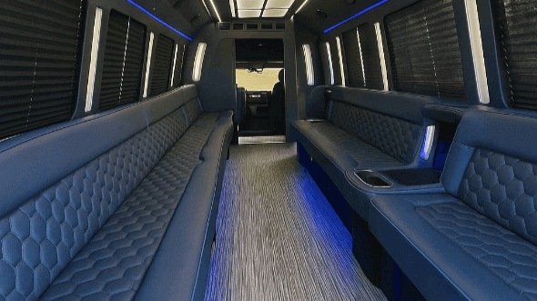 Interior of Charter Bus Company Bellevue's 50 Passenger Party Bus in Bellevue