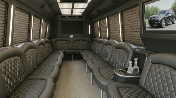 Interior of Charter Bus Company Kirkland's 50 Passenger Party Bus in Kirkland