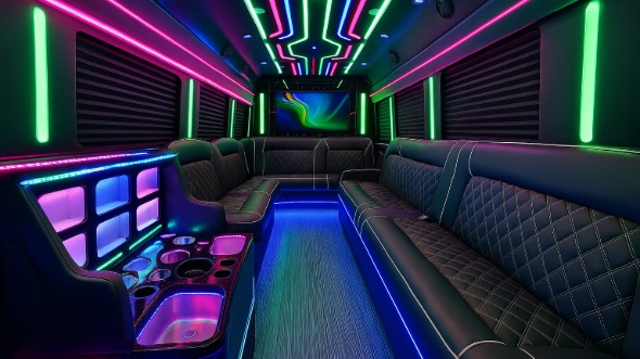 Interior of Charter Bus Company Redmond's 50 Passenger Party Bus in Redmond