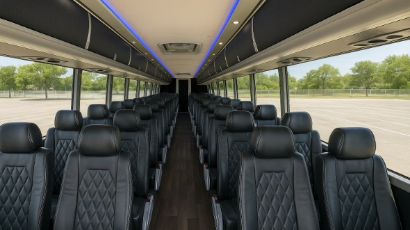 Interior of Charter Bus Company Spokane's 56 Passenger Charter Bus in Spokane